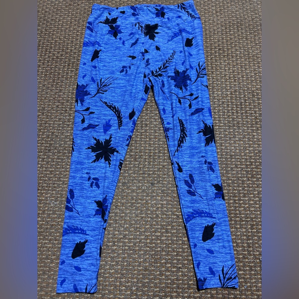 LuLaRoe Leggings Blue Floral Pattern